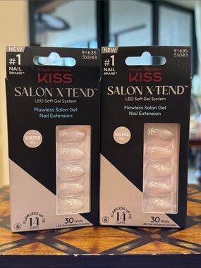 Kiss (2) Salon X-tend Medium Almond Press On Nails LED Gel Nails